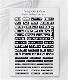 CraftAddictionUK Clear Stamp Set A5 - Family Words & Wishes
